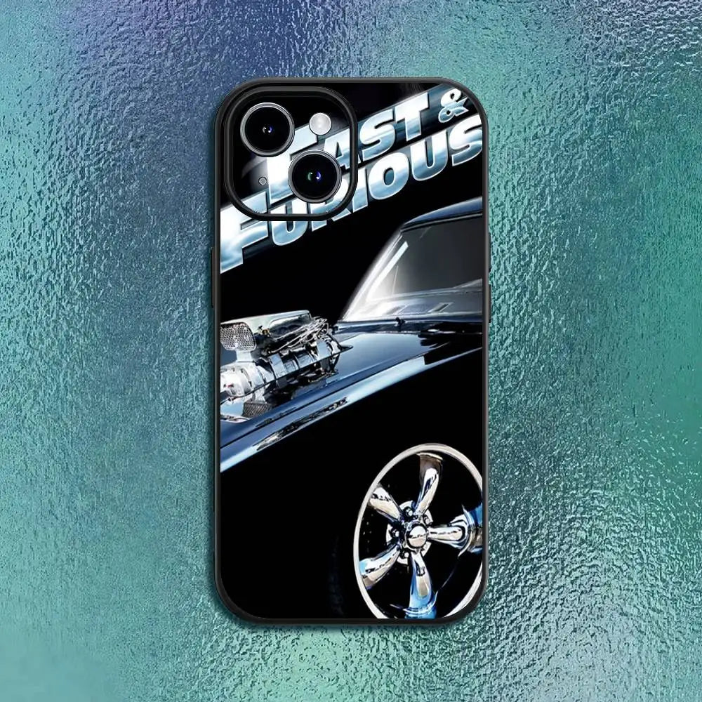 Movie cool F-Fast Furious Phone Case For 11 12 13 14 15 16Pro Max mini Plus Classic black soft shell