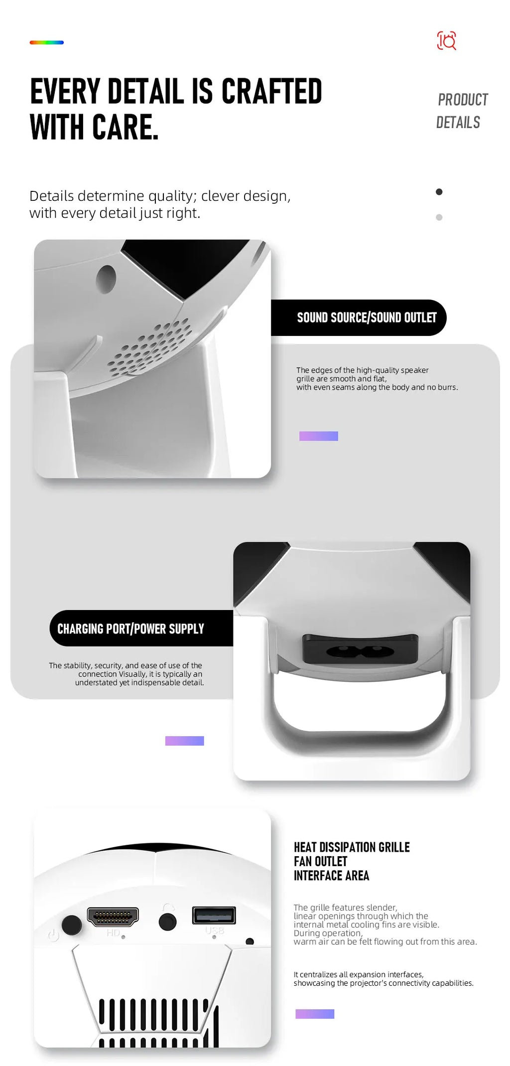 Home projector YT600. Football shaped projector. Fashionable and beautiful, it can also be used as a decoration.