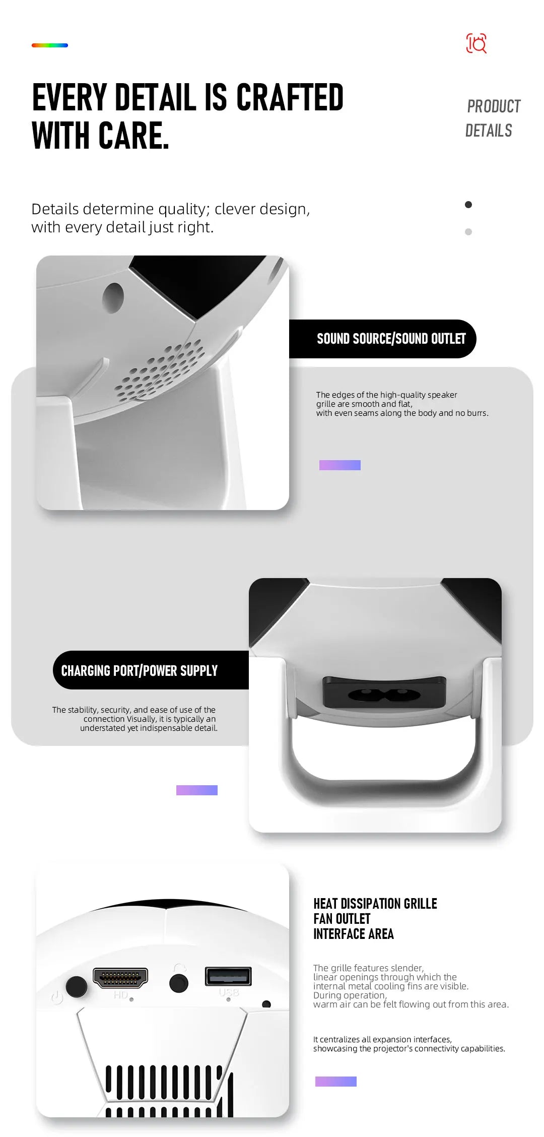 Home projector YT600. Football shaped projector. Fashionable and beautiful, it can also be used as a decoration.