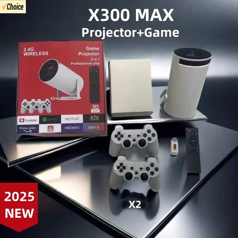 Advanced Home Cinema Projector with Gaming Experience-Portable Retro X300MAX,Android 11,Dual WIFI&BT5.4,1280x720P