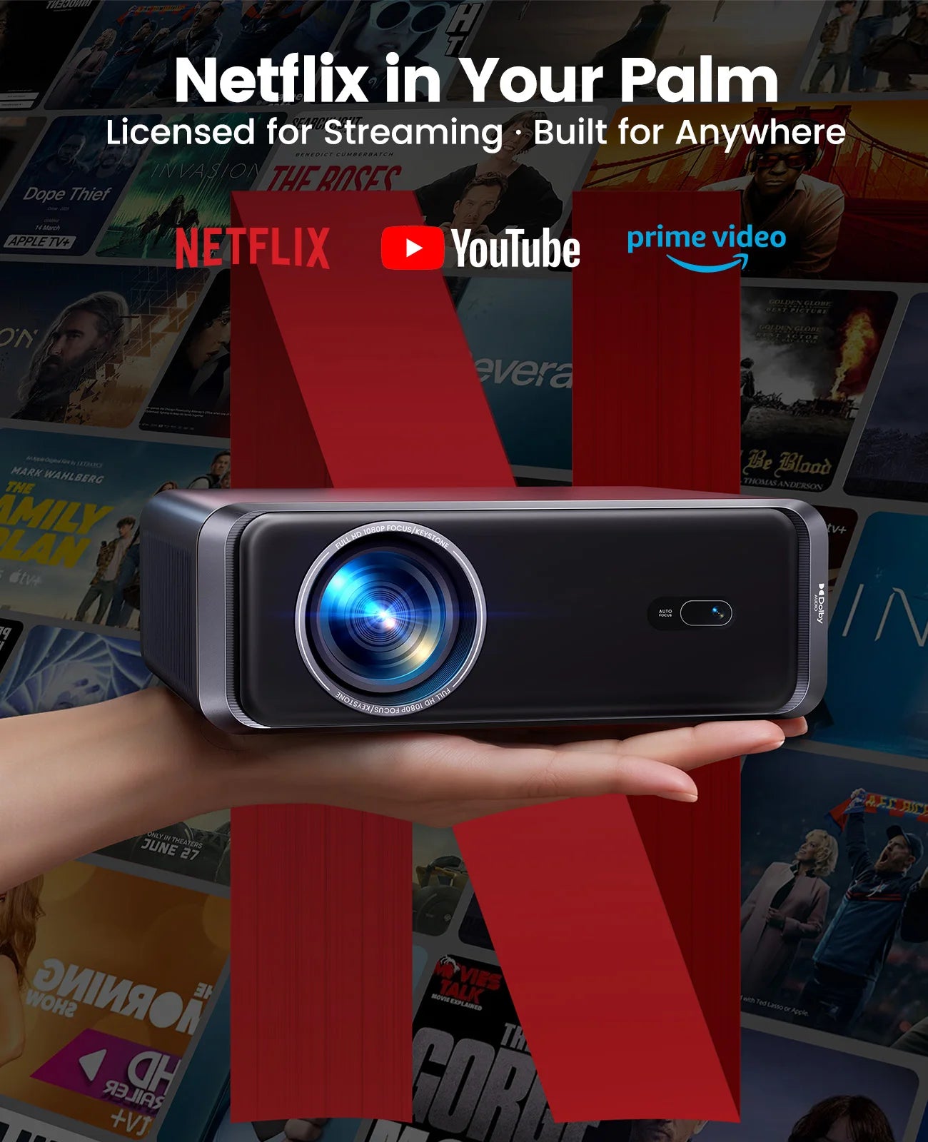 Laresar A1 Projector 4K 1000ANSI Netflix Officially Native 1080P Android TV Auto Focus/Keystone WiFi6 BT5.2 Dolby Home Cinema