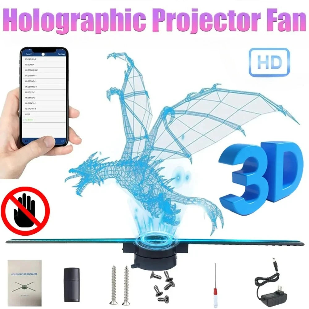 3D Hologram Fan Projector with LED High-definition Display Suitable for Attracting Attention Mall Dining Hologram Fan