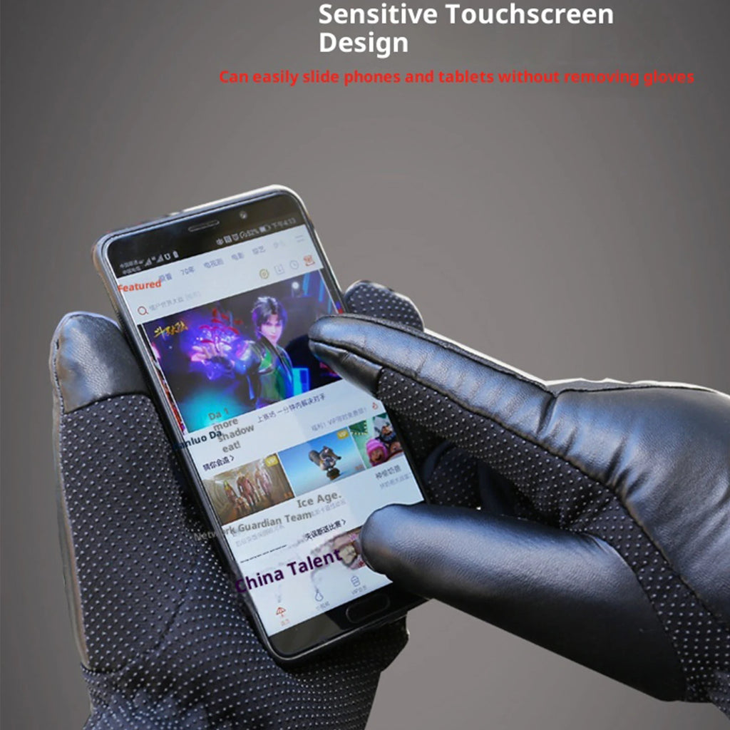 2025 NEW Touchscreen Hand Warmer Windproof Soft Leather Heating Gloves for Motorcycle Thermal Gloves for Winter Ski Sports