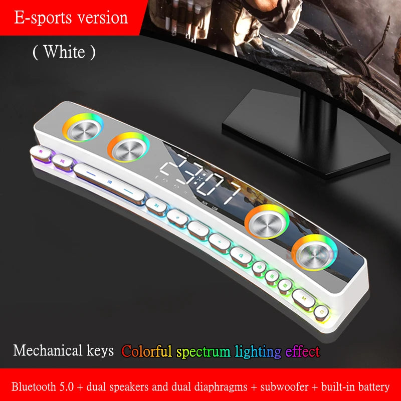 High Quality Bluetooth Speakers Sound Bar RGB 3D Stereo Surround Subwoofer AUX FM Radio Home Clock Computer Music Center Hot New