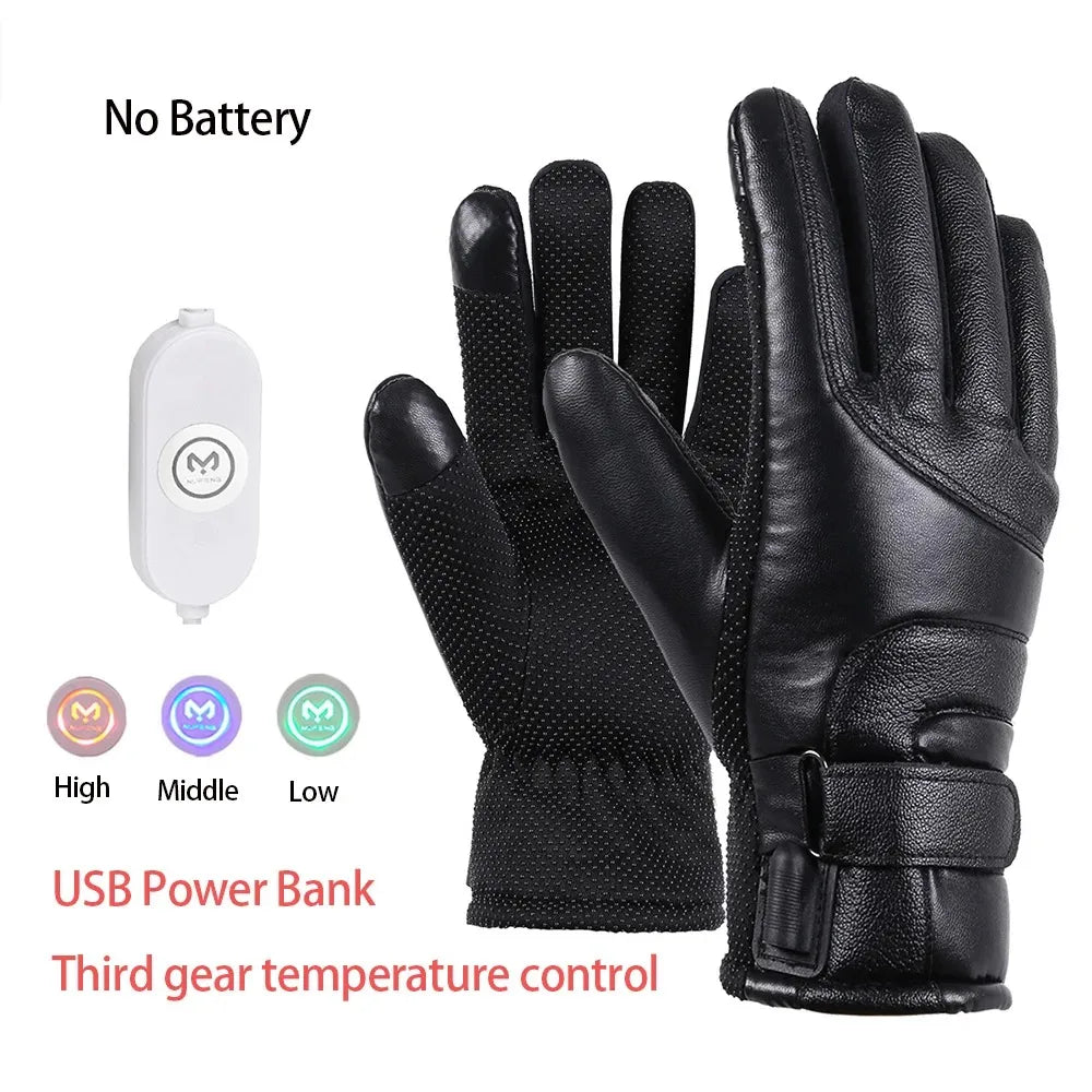 Winter Electric Heated Gloves for Men Outdoor Cycling Waterproof, Non Slip, Thickened Female Couple Touch Screen Lamb Fleece