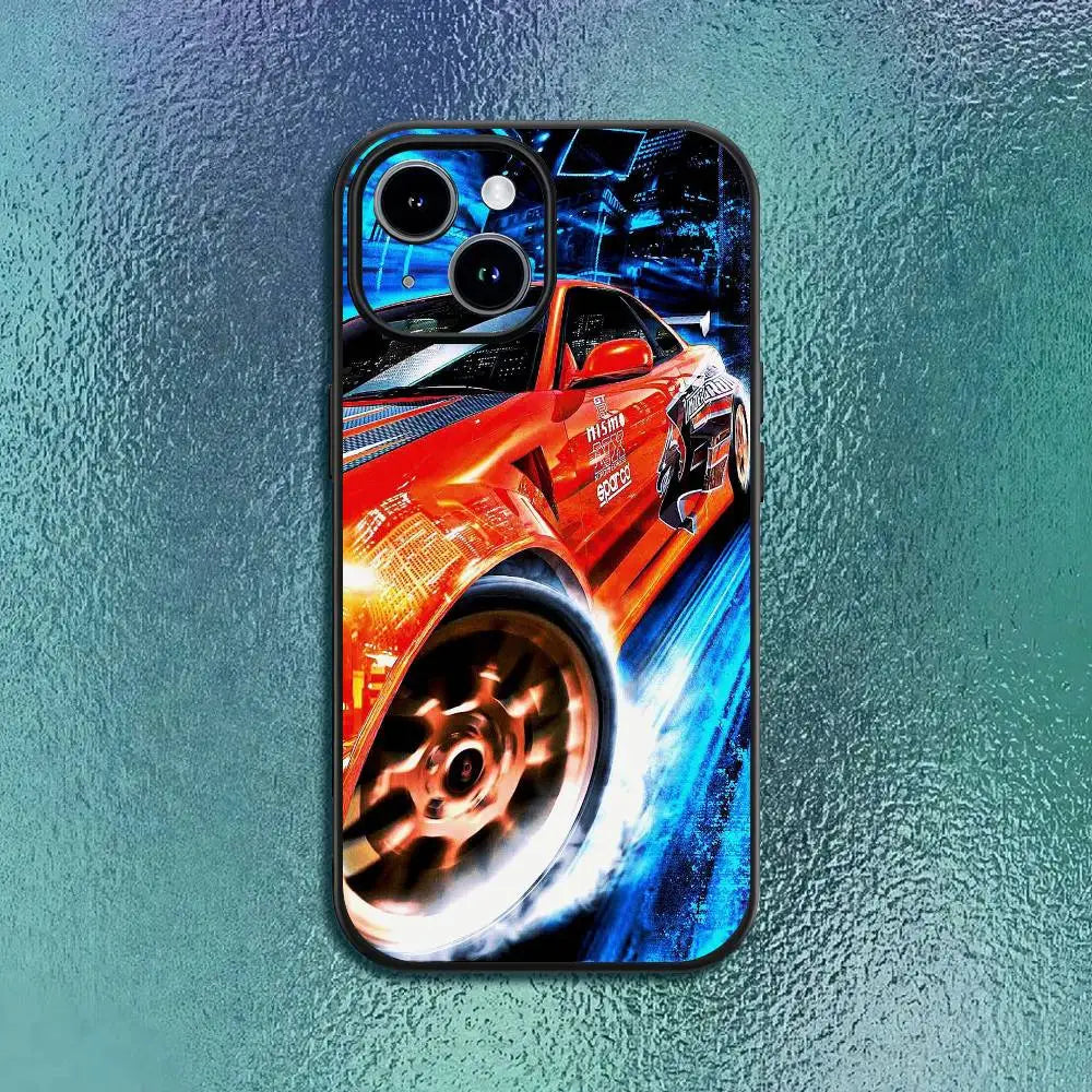 Movie cool F-Fast Furious Phone Case For 11 12 13 14 15 16Pro Max mini Plus Classic black soft shell