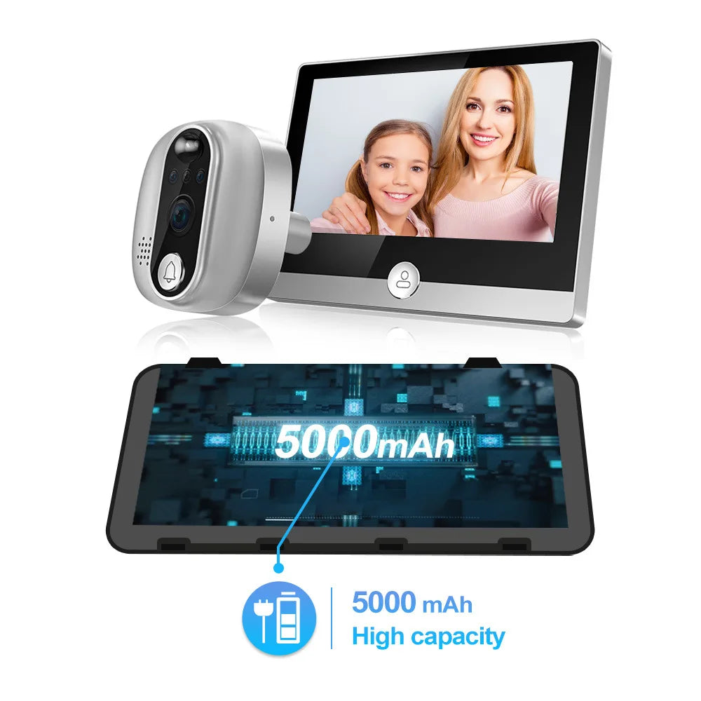 Home Security door camera Tuya wifi door bell mirilla digital puerta video door peephole viewer with 4.3" inch touch screen