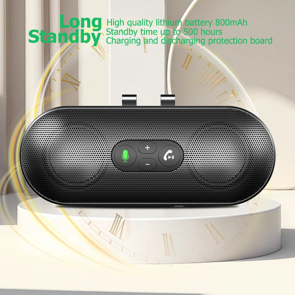Bluetooth 5.4 Car Kit Handsfree 6W Speakerphone Sun Visor Speaker Mp3 Player Wireless Music Receiver With Voice Assistant