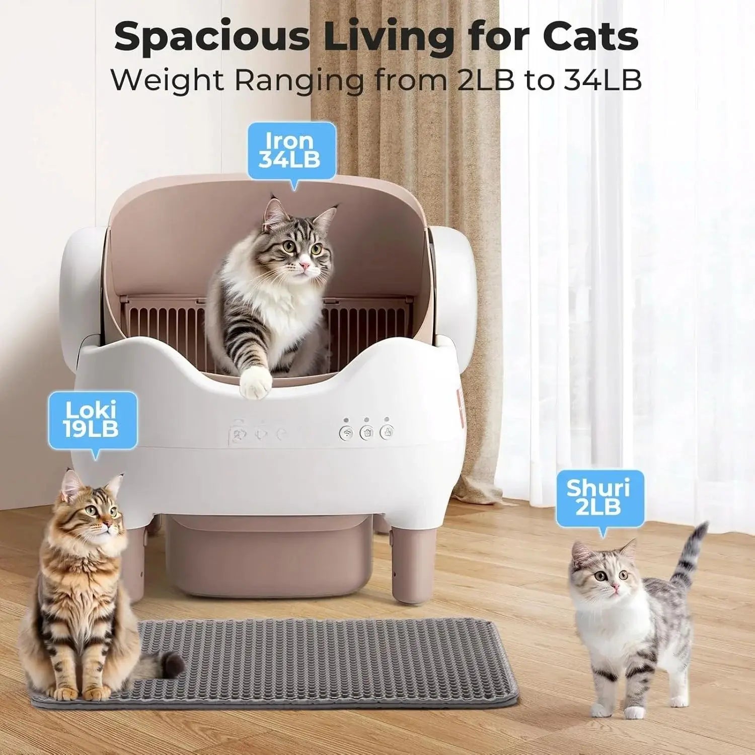 Smart Automatic Cat Litter Box Self Cleaning Open Top Electric Scooper for Large Cats