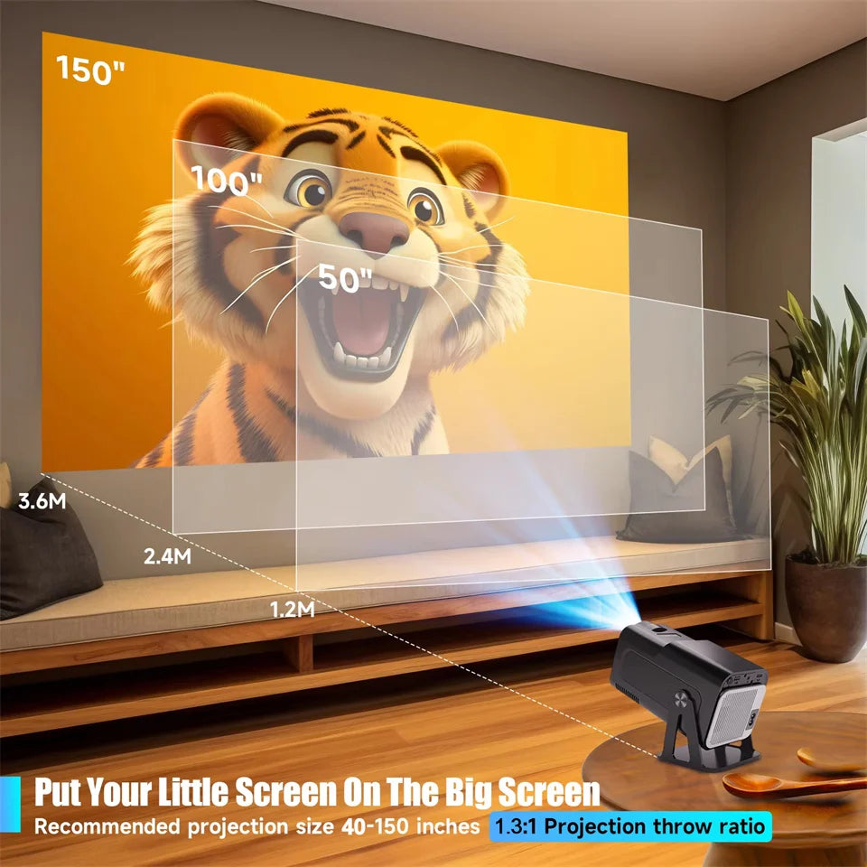 Home Projectors HY320 4K HD Android 11 Projector Native 1080P 320ANSI Wifi6 BT5.0 1280*720P Cinema Portable Outdoor Projetors
