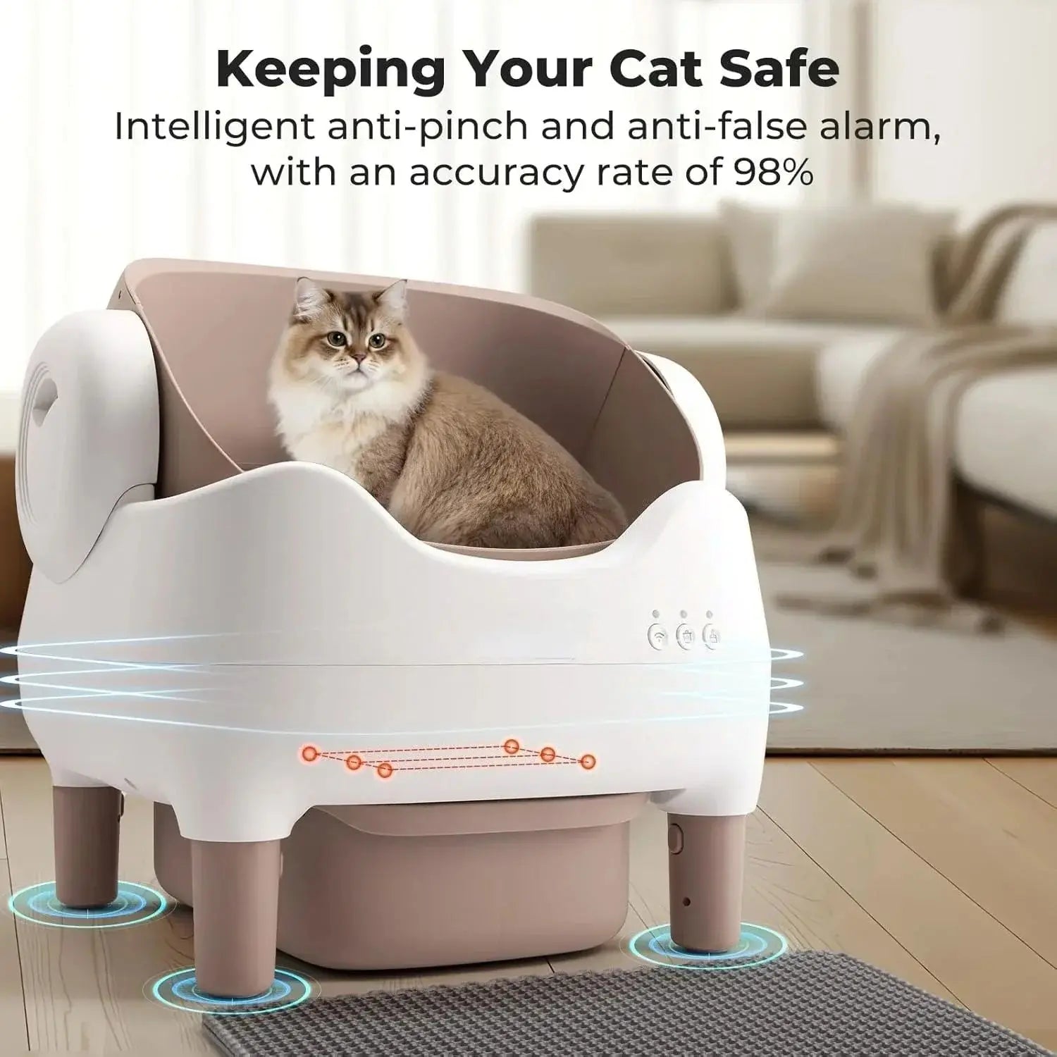 Smart Automatic Cat Litter Box Self Cleaning Open Top Electric Scooper for Large Cats