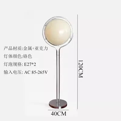 Nordic Bauhaus Floor Lamp Medieval Living Room Floor Lamp Designer Cream Chrome Metal Light White Acrylic Ball Floor Lamp E27