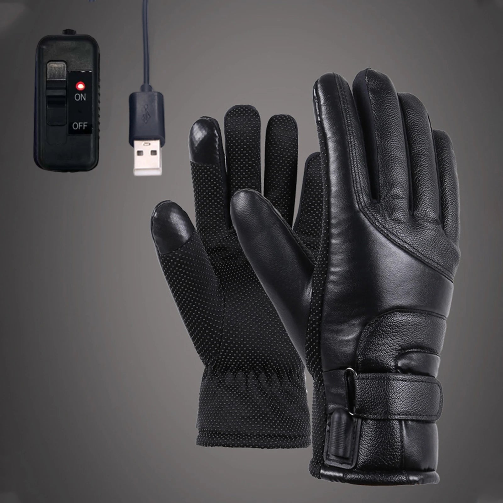 2025 NEW Touchscreen Hand Warmer Windproof Soft Leather Heating Gloves for Motorcycle Thermal Gloves for Winter Ski Sports