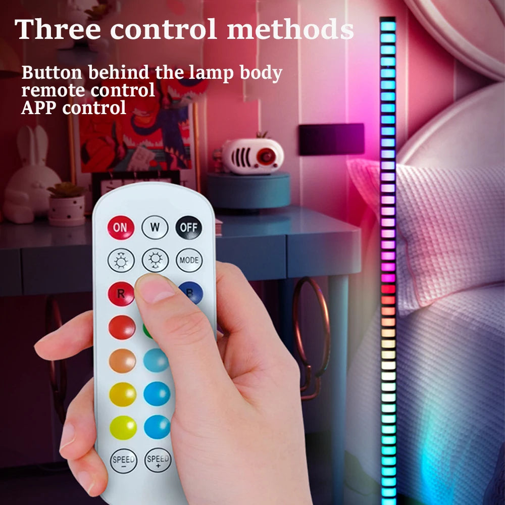 2023 NEW 1.2M Led Floor Light RGB Smart Rhythm Light Bar Remote APP Control Led Music Bar Light 45LED Sound Control Lamp Party