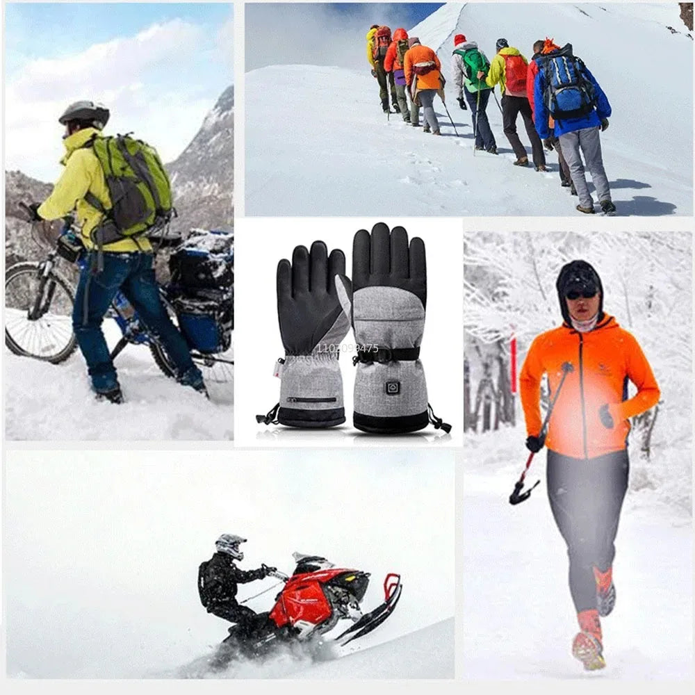 Heated Skiing Waterproof Gloves Battery Case Electric USB Charging Heating Gloves Winter Outdoor Warm Touch Screen Heated Gloves