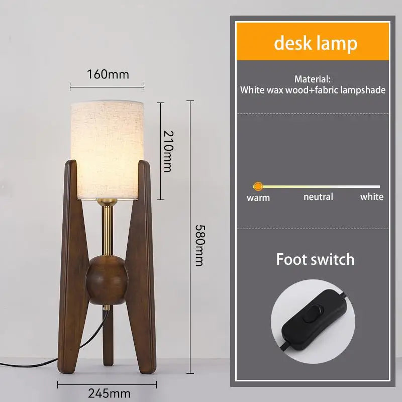 Solid Wood Floor Lamp Nordic Art Simple Modern Lamp Shade Fabri Bedroom Living Room Decor Reading Restaurant Living Room Standin