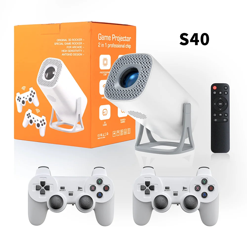 3000+Games Projectors  4K HD wifi 6 BT5.4 Android 11 64G home theaters sound Low noise Dual gamepads Outdoor Projetor