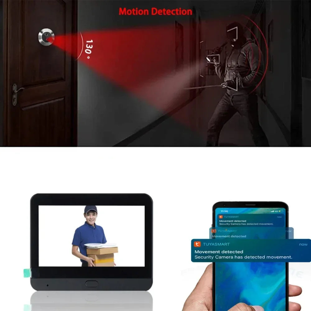 4.3 Inch Video Doorbell Digital Access Control 120 Degree Wide Angle 1080P Auto Sensor Door Eye Camera WIFI Electronic Door Bell