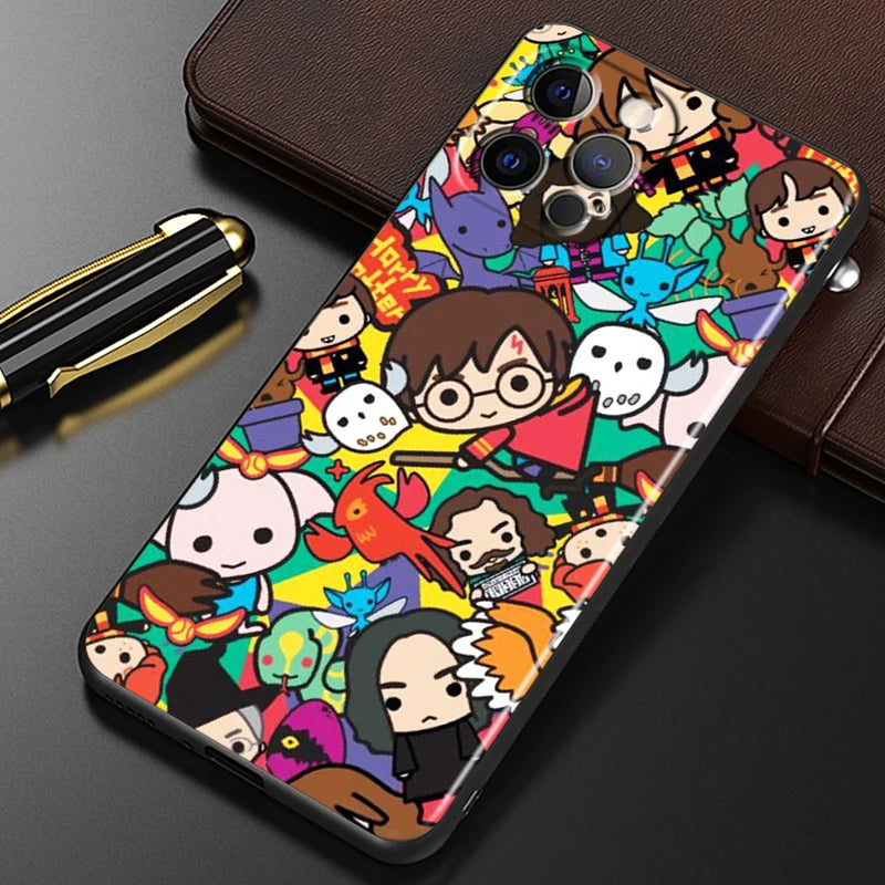 H-H-Harries Logo P-Potteres Art For iPhone 15 14 13 12 11 XS XR X 8 7 SE Pro Max Plus Mini Black Back Phone Case