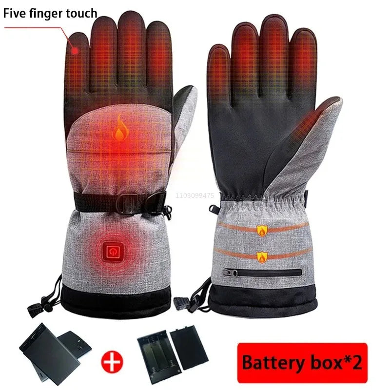 Heated Skiing Waterproof Gloves Battery Case Electric USB Charging Heating Gloves Winter Outdoor Warm Touch Screen Heated Gloves