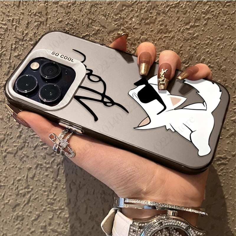 Cartoon Designer Signature Plating Case for iPhone 16E SE4 12 16 15 14 13 11 Pro Max XS X XR 8 7 Plus SE 2020 Shockproof Cover