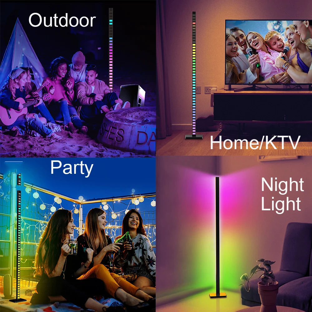 2023 NEW 1.2M Led Floor Light RGB Smart Rhythm Light Bar Remote APP Control Led Music Bar Light 45LED Sound Control Lamp Party