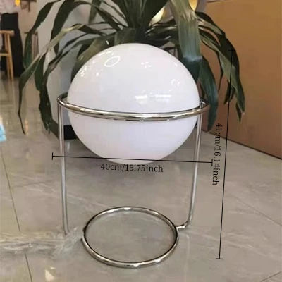 Nordic Bauhaus Floor Lamp Medieval Living Room Floor Lamp Designer Cream Chrome Metal Light White Acrylic Ball Floor Lamp E27