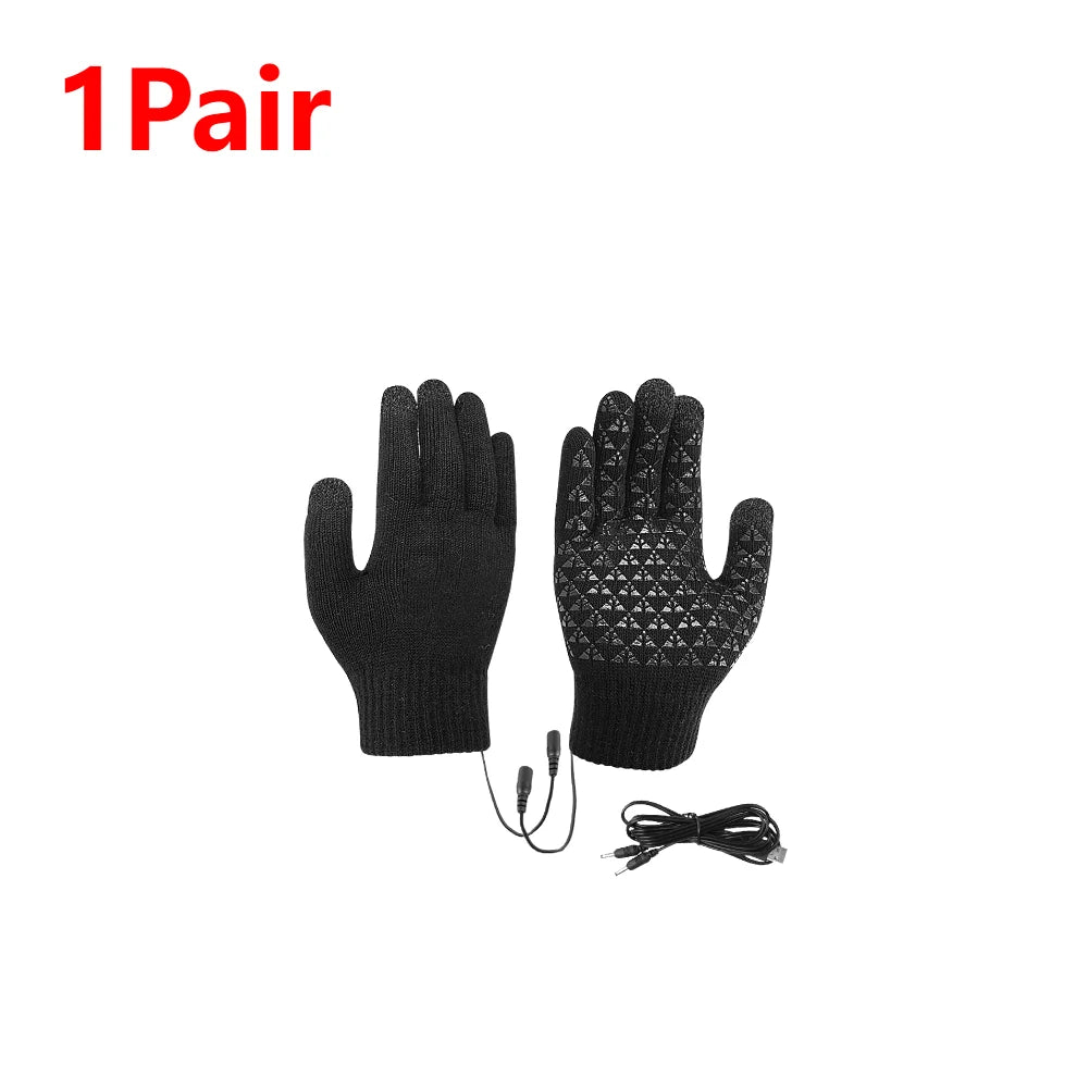 Electric Heating Gloves Men Women USB Heated Gloves Winter Motorcycle Skiing Snowboarding Touch Screen Full Finger Snow Gloves