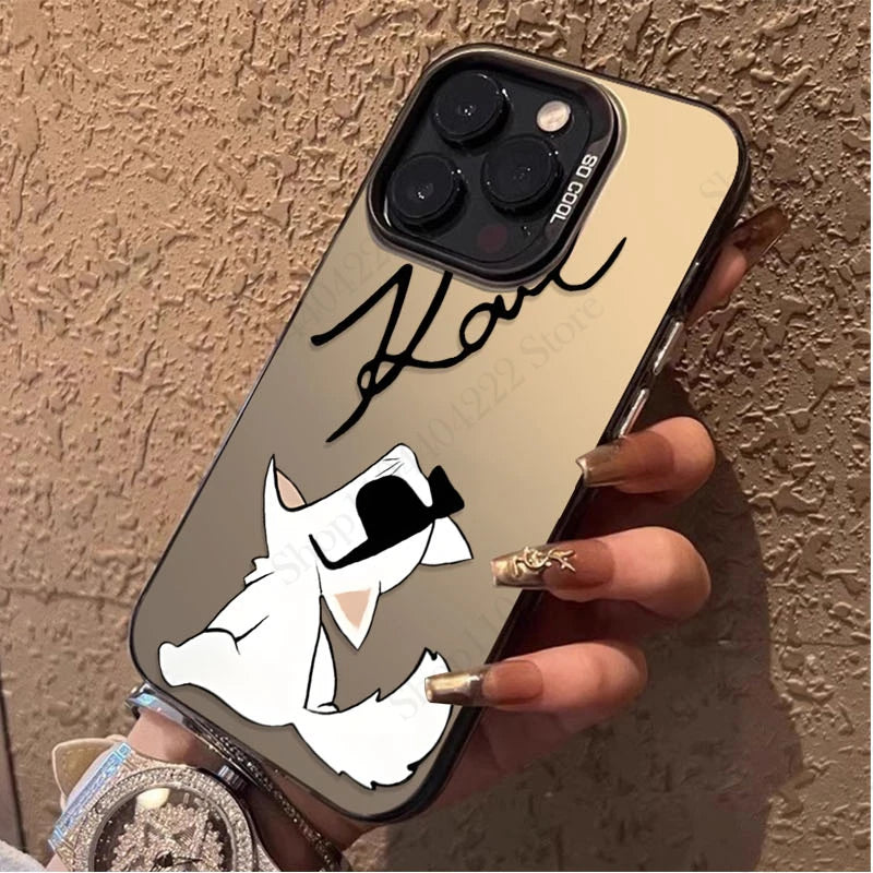 Cartoon Designer Signature Plating Case for iPhone 16E SE4 12 16 15 14 13 11 Pro Max XS X XR 8 7 Plus SE 2020 Shockproof Cover