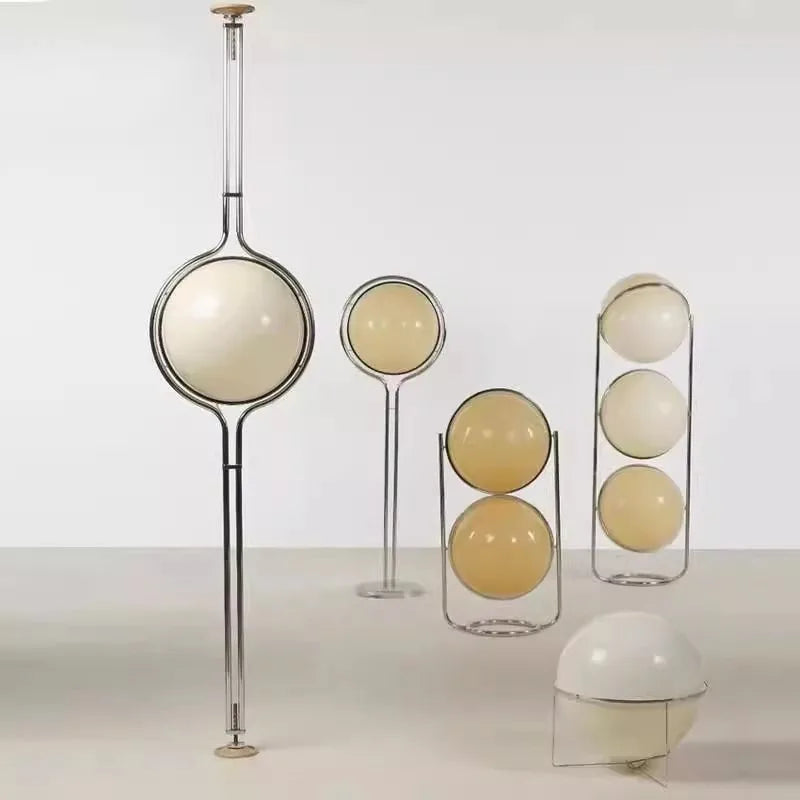 Nordic Bauhaus Floor Lamp Medieval Living Room Floor Lamp Designer Cream Chrome Metal Light White Acrylic Ball Floor Lamp E27