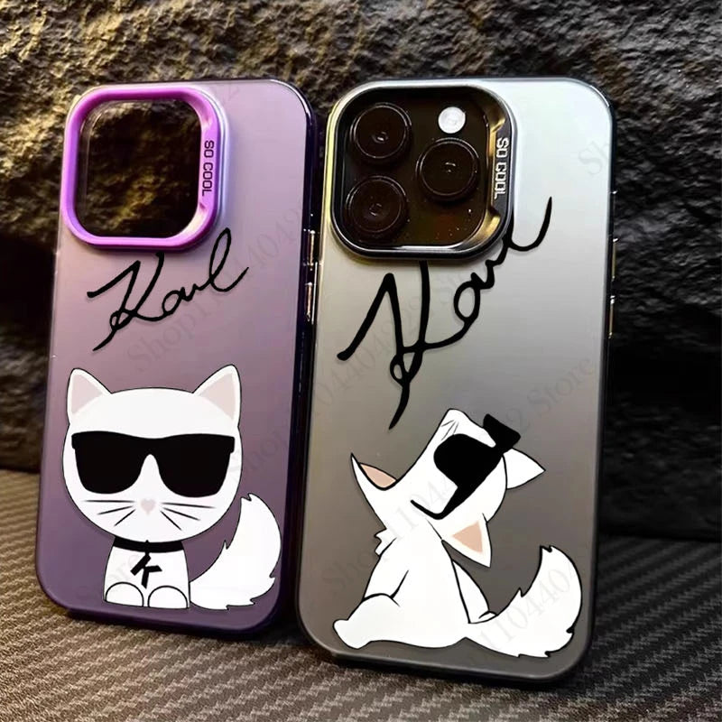 Cartoon Designer Signature Plating Case for iPhone 16E SE4 12 16 15 14 13 11 Pro Max XS X XR 8 7 Plus SE 2020 Shockproof Cover