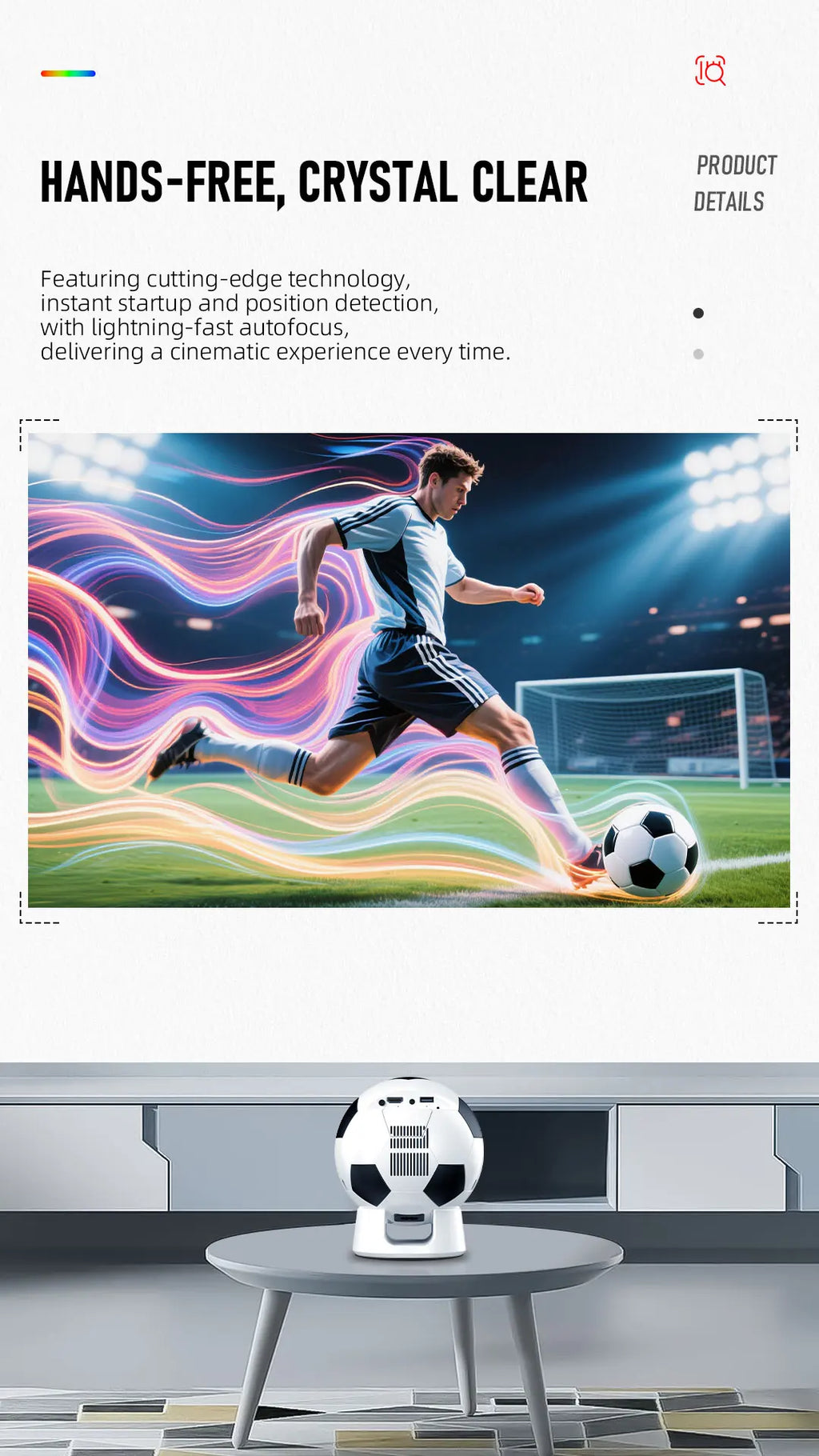 Home projector YT600. Football shaped projector. Fashionable and beautiful, it can also be used as a decoration.