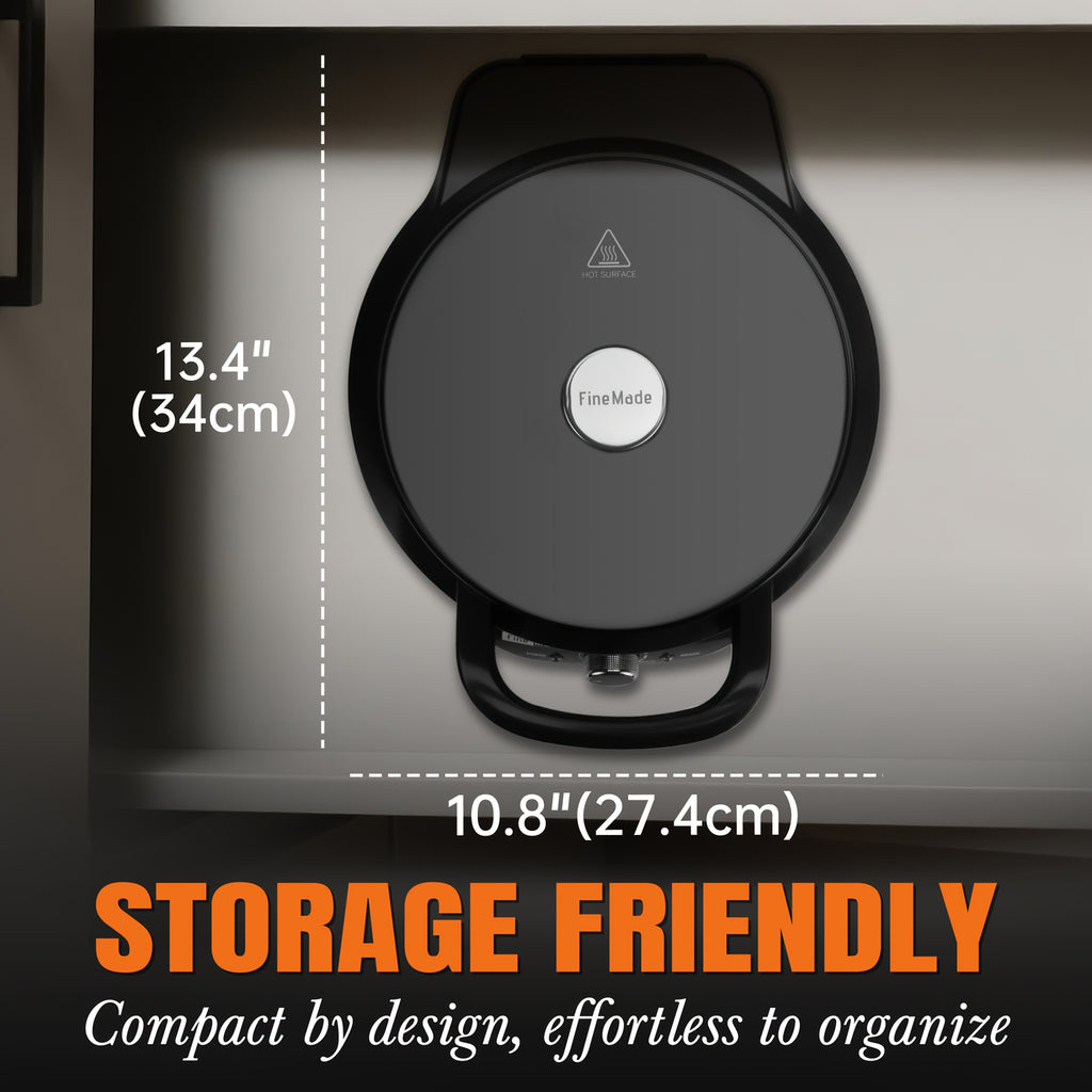 10 Inch Electric Griddle Nonstick, Multi-Funtional Quesadilla Maker, Pizza Maker, Electric Grill Indoor, Smokeless Indoor Grill, Non-Stick Surface, Kitchen Appliances, Black