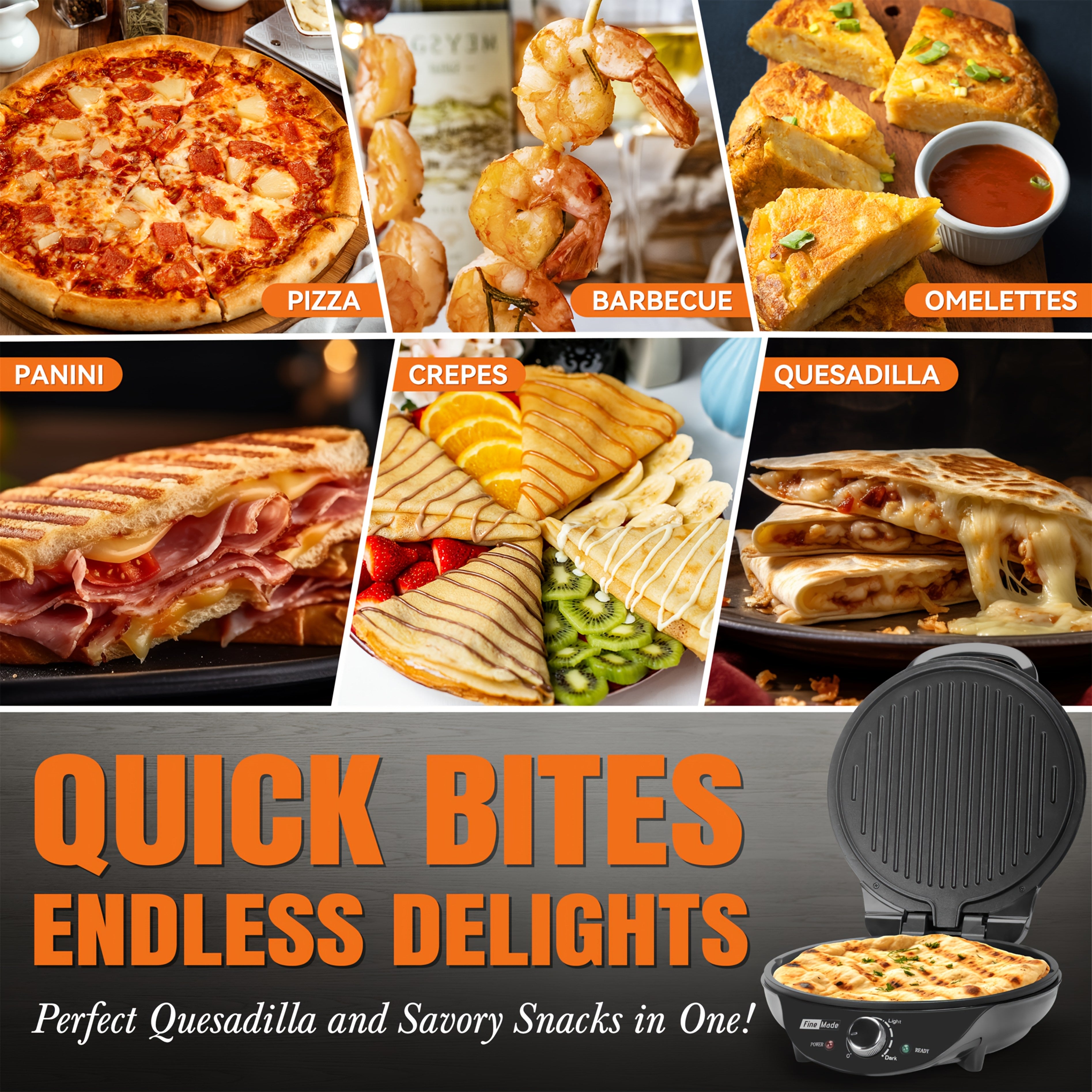 10 Inch Electric Griddle Nonstick, Multi-Funtional Quesadilla Maker, Pizza Maker, Electric Grill Indoor, Smokeless Indoor Grill, Non-Stick Surface, Kitchen Appliances, Black