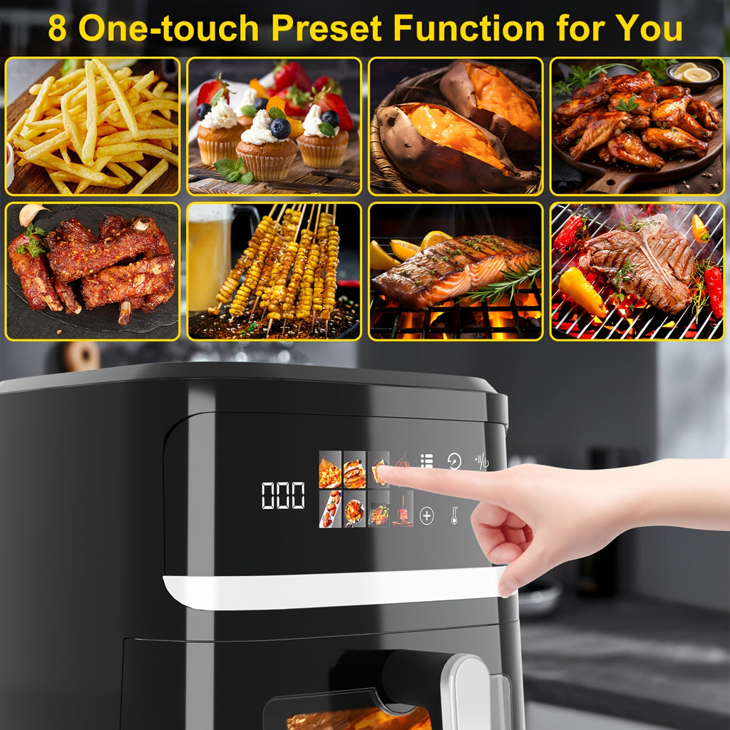 8.5QT Large Air Fryer, 1350W Smart Digital Touchscreen Oilless Cooker with 8 Preset Menus, Non-stick Dishwasher-Safe Basket, Viewing Window, Interior Light, Kitchen Accessories, Kitchen Appliances, Toaster Oven, Healthy Cooki